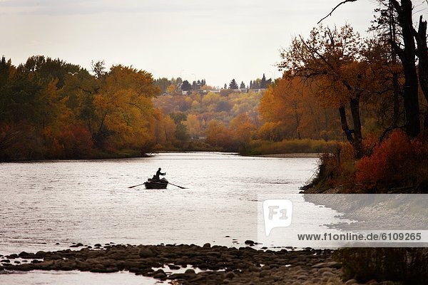 Führung  Anleitung führen  führt  führend  Mann  Boot  Fluss  Fisch  Pisces  Unterricht  Alberta  Calgary  Kanada