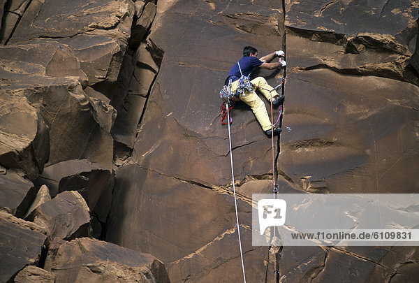 A rock climber in Utah.