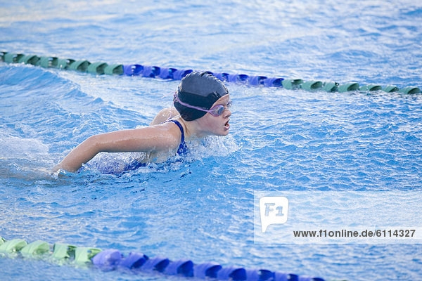 Girl swimming in San Francisco California.