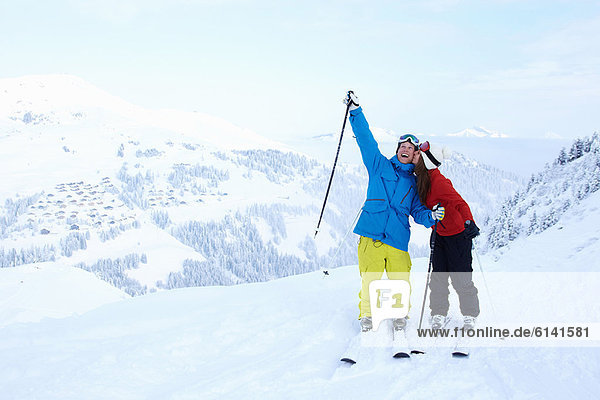Berggipfel Gipfel Spitze Spitzen Fest festlich Schnee Ski