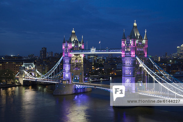 Tower Bridge at dusk with special illumination  London  England  United Kingdom  Europe