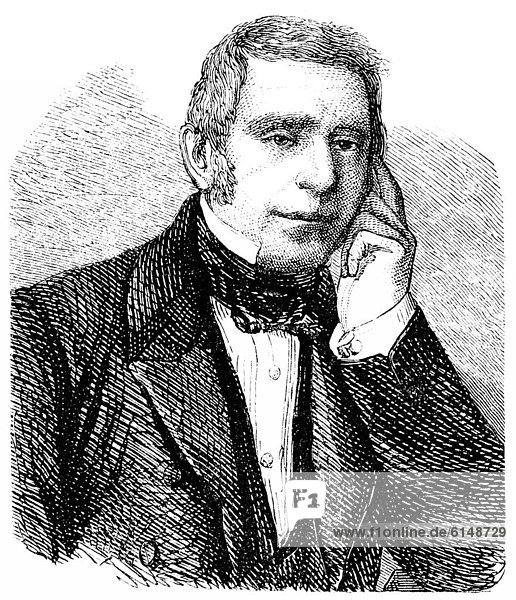 Historische Zeichnung  19. Jahrhundert  Portrait von Augustin EugËne Scribe  1791 - 1861  ein französischer Dramatiker und Librettist