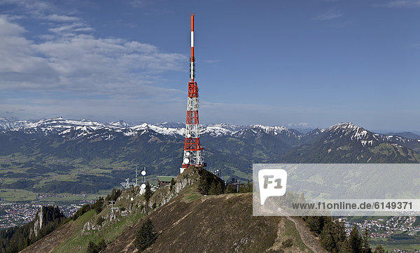 Transmission tower  Gruenten  Allgaeu  Bavaria  Germany  Europe