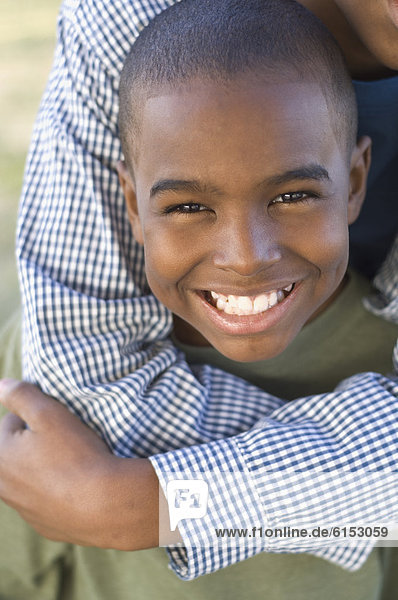 Close up of African boy smiling