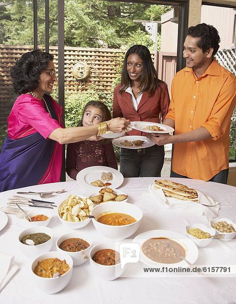 Indian family at dinner table