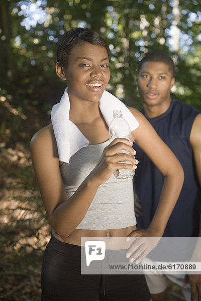 African couple in athletic gear