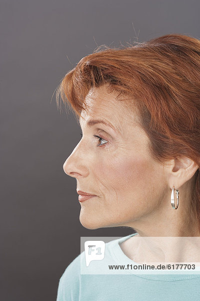 Profile of serious Caucasian woman