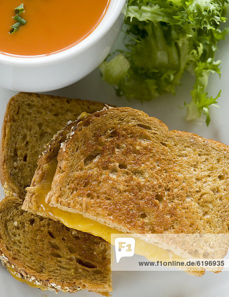 Tasse  geben  Käse  Sandwich  gegrillt  Suppe