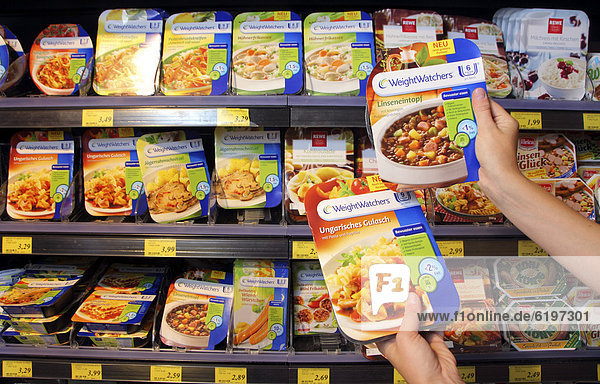 Pre-cooked Weight Watchers dishes  food hall  supermarket  Germany  Europe