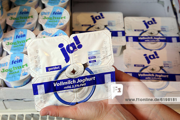 JA-brand yogurt  food hall  supermarket  Germany  Europe