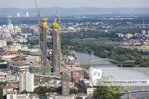 European Central Bank  ECB  new building under construction  Frankfurt am Main  Hesse  Germany  Europe