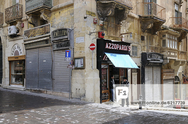 Street corner  Valletta  Malta  Europe