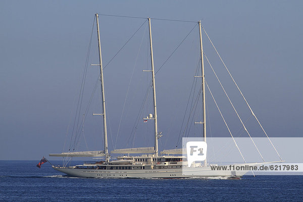 Athena  a sailing yacht built by Royal Huisman Shipyard BV  length: 90 meters  built in 2004  French Riviera  France  Europe
