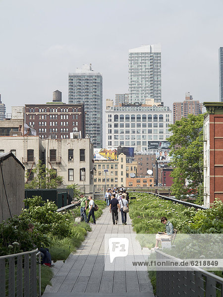 High Line Park with visitors  Manhattan  New York City  USA  North America  America