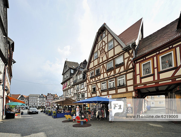 Half-timbered houses  Butzbach  Hesse  Germany  Europe