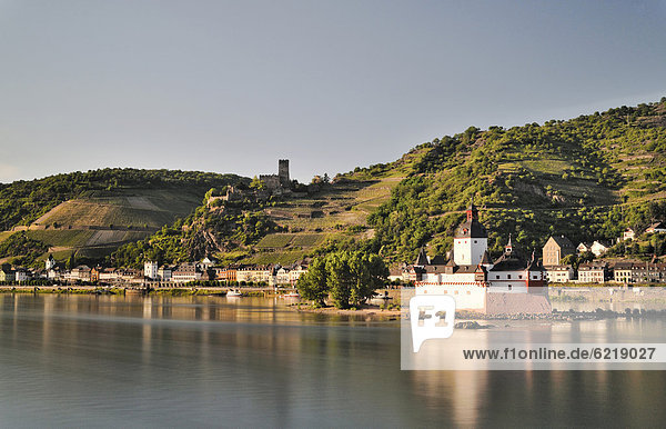 Burg Pflalzgrafenstein Castle  Kaub  UNESCO World Heritage Site  Upper Middle Rhine Valley  Rhineland-Palatinate  Germany  Europe