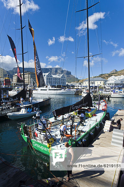 Volvo Ocean Race crews at the V&A Waterfront marina preparing for the 2nd leg of the regatta from Cape Town  South Africa  to Abu Dhabi  Cape Town  South Africa  Africa