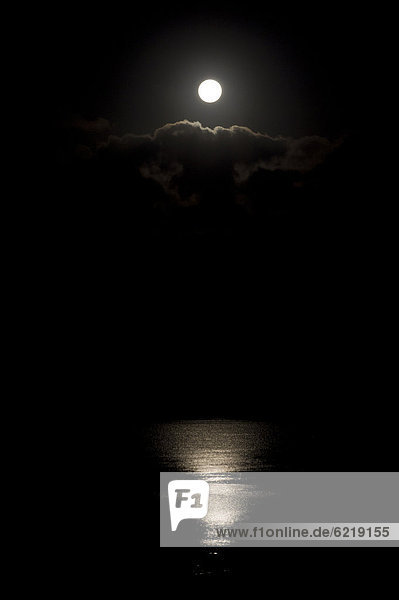 Full moon and relections  lagoon in Churchhaven  West Coast National Park  Western Cape  South Africa  Africa