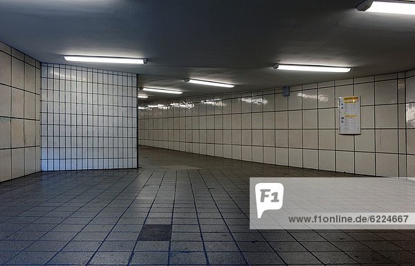West-Berlin  Germany. Subway / Underground station hallway  style sixties.
