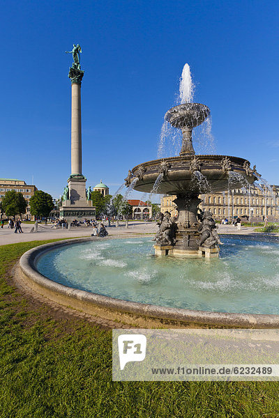 Jubiläumssäule Brunnen Neues Schloss Schlossplatz Stuttgart Baden-Württemberg Deutschland Europa