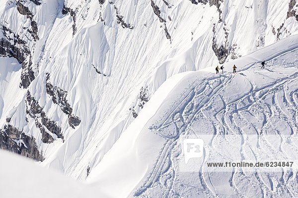 Watzmann east wall with ski tracks Berchtesgaden Alps