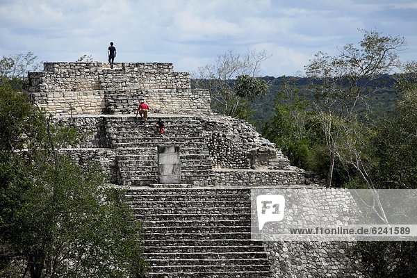 Pyramid I  Calakmul  UNESCO World Heritage Site  Calakmul Biosphere Reserve  the largest tropical forest reserve in Mexico  Campeche  Mexico  North America