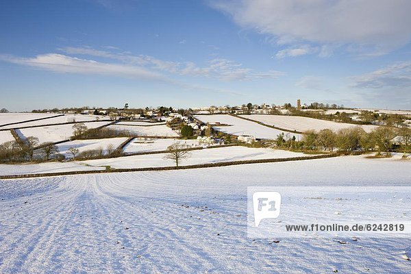 Europa  Winter  bedecken  Großbritannien  Dorf  Mittelpunkt  Devon  England  Schnee