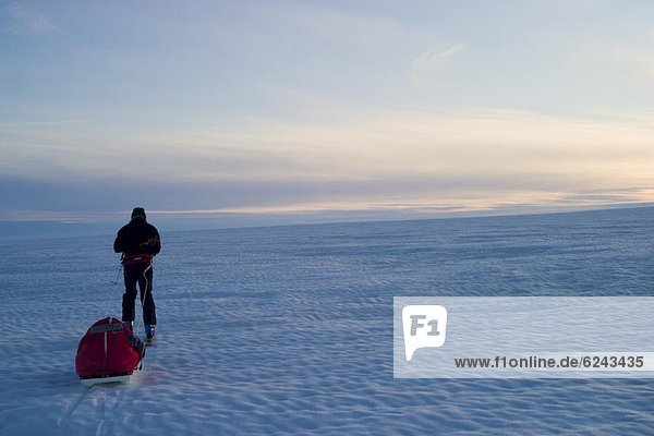 Scene of expedition life on a Polar journey west of Kulusuk  Greenland  Polar Regions