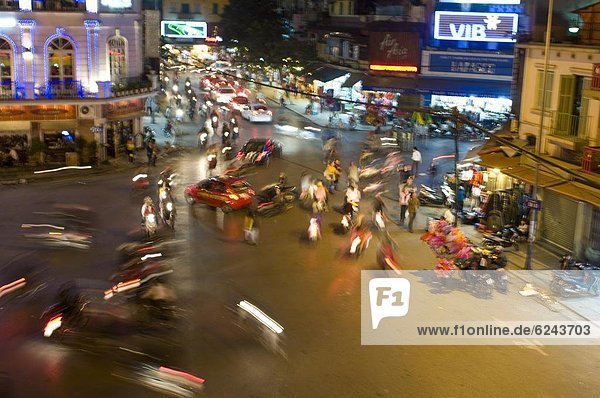 Busy traffic  Hanoi  Vietnam  Indochina  Southeast Asia  Asia