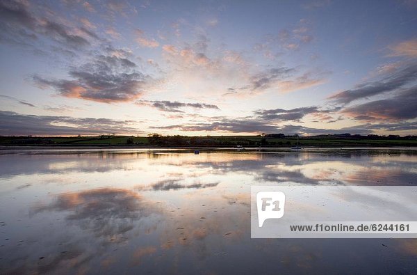 Mündung  Gewässer  Europa  Sonnenuntergang  Großbritannien  Ansicht  England  Northumberland