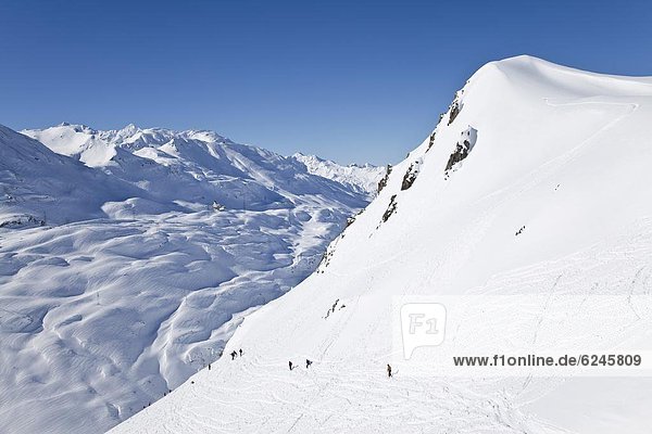 Europe  Austria  Tirol. St. Anton am Arlberg  resort pistes and mountain ranges