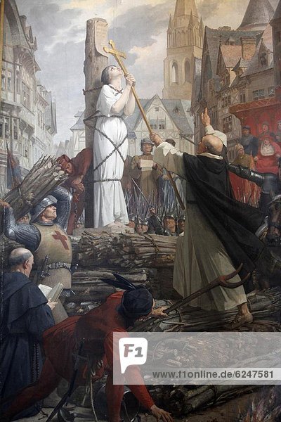 Painting of Joan of Arc on the pyre by Jules-Eugene Leneuveu  Pantheon  Paris  France  Europe