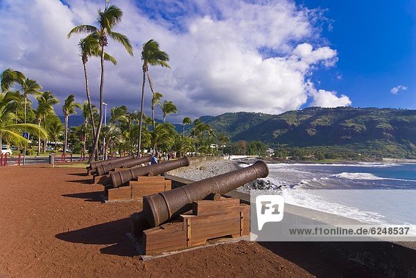 Old cannons at the port of St-Denis La Reunion Indian Ocean Africa