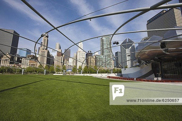 Jay Pritzker Pavilion designed by Frank Gehry  Millennium Park  Chicago  Illinois  United States of America  North America