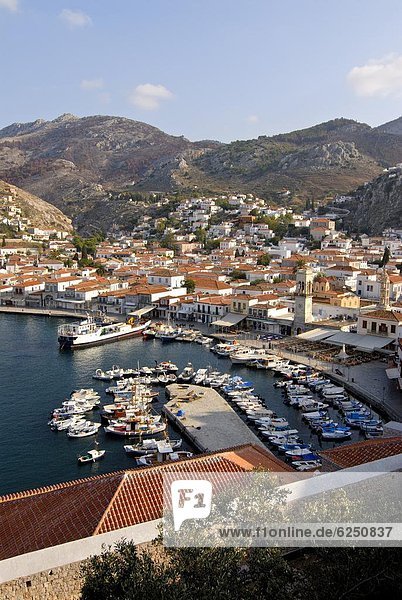 Hafen  Europa  über  Insel  Ansicht  Griechenland  Griechische Inseln  Hydra