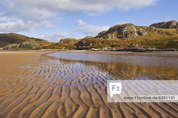 Sand ripple patterns on Little Grui0rd beach  Grui0rd Bay  Wester Ross  Northwest Scotland  United Kingdom  Europe