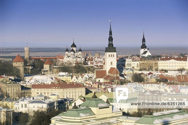 Tallinn Hauptstadt Europa Winter über Stadt Kathedrale Ansicht Erhöhte Ansicht Aufsicht heben UNESCO-Welterbe Estland alt