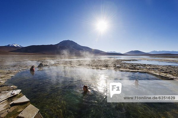 Natural hot spring baths  Eduardo Avaroa Andean National Reserve  Bolivia  South America