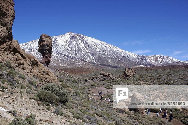 Los Roques and Mount Teide  Teide National Park  UNESCO World Heritage Site  Tenerife  Canary Islands  Spain  Europe