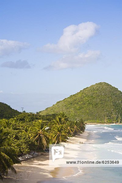 Frau gehen Strand lang langes langer lange Sand Westindische Inseln Mittelamerika Tortola 2 Bucht Britische Jungferninseln