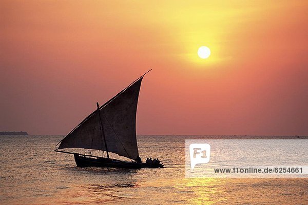 Ostafrika  Sonnenuntergang  Silhouette  Ozean  Indianer  Afrika  Dau  Tansania  Sansibar