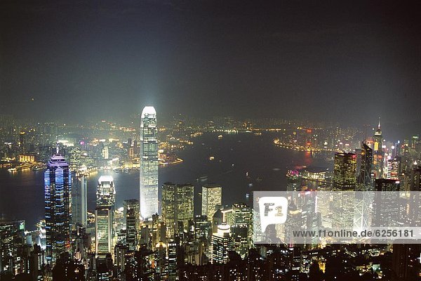 Skyline  Skylines  Nacht  Insel  China  Asien  Hongkong