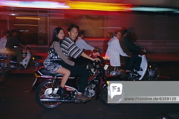 Street scene at night  Ho Chi Minh City (Saigon)  Vietnam  Indochina  Asia