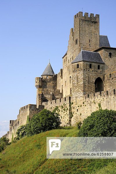 Frankreich Europa Wand Festung UNESCO-Welterbe Carcassonne