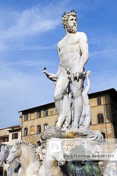 The Neptune (Biancone) statue  Piazza della Signoria  Florence (Firenze)  UNESCO World Heritage Site  Tuscany  Italy  Europe