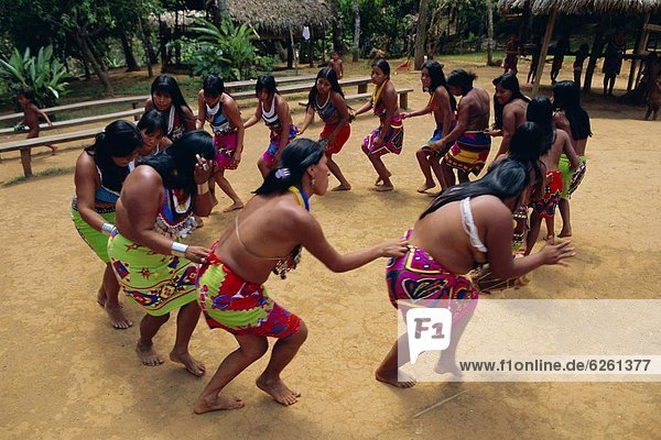 Embera Indians dancing  Chagres National Park  Panama  Central America
