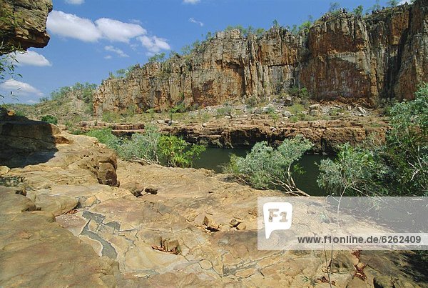 schneiden  hoch  oben  Fluss  Schlucht  Hochebene  Australien  Ende  Northern Territory  Sandstein