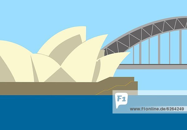 Hafen Opernhaus Oper Opern Illustration Brücke Australasien Australien New South Wales Sydney