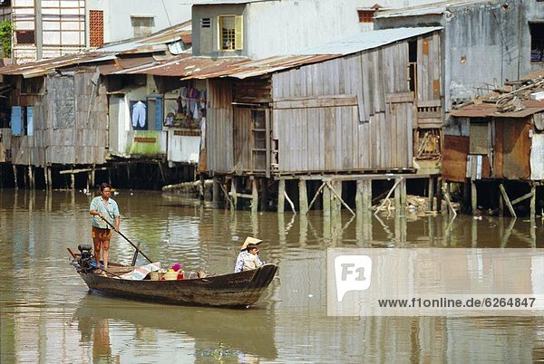 Boot Fluss Nebenfluß Big Ben Asien Ho-Chi-Minh-Stadt Vietnam