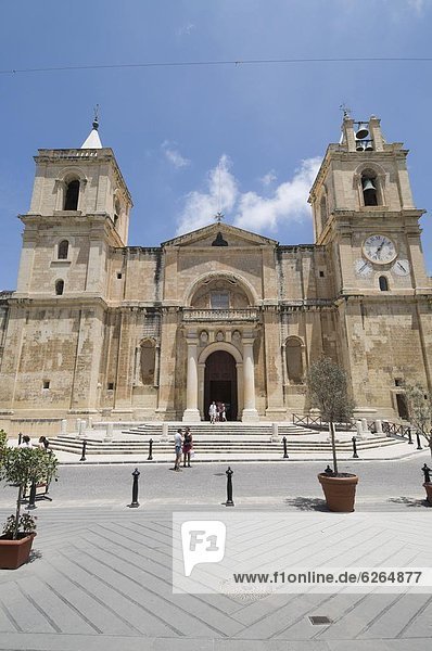 Front exterior of St. John's Co-Cathedral  Valletta  Malta  Europe